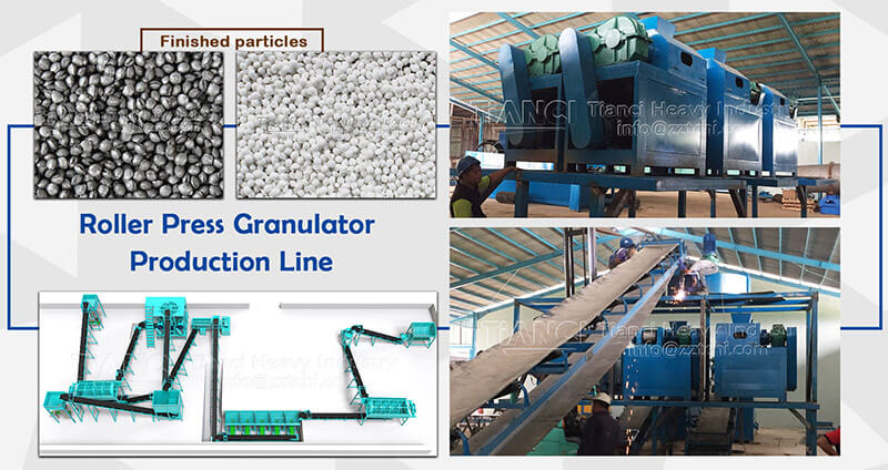 Organic and inorganic fertilizer roller extrusion granulation production process